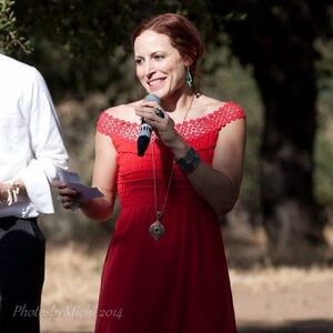 Max Studio Vibrant Red-Orange Midi Dress